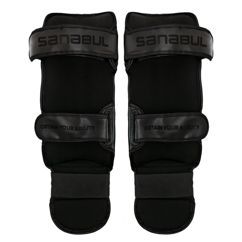 Sanabul Essential Hook and Loop Shin Guards - Black