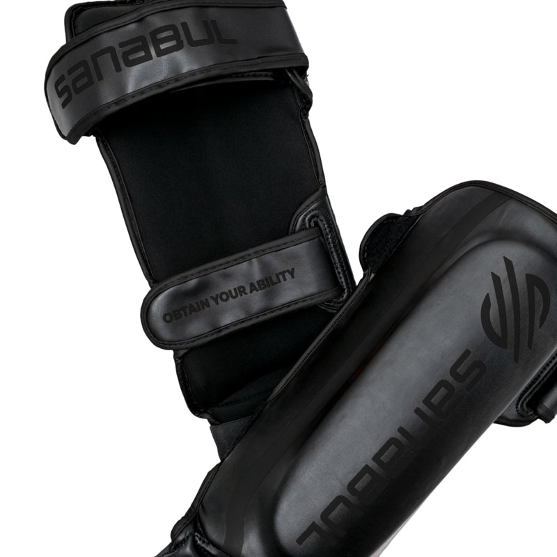 Sanabul Essential Hook and Loop Shin Guards - Black
