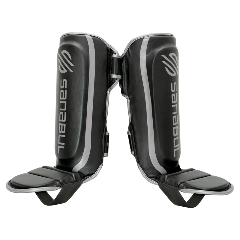 Sanabul Essential Hook and Loop Shin Guards - Black, Silver