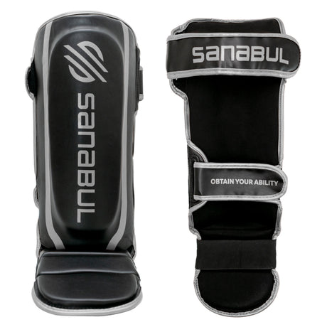 Sanabul Essential Hook and Loop Shin Guards - Black, Silver