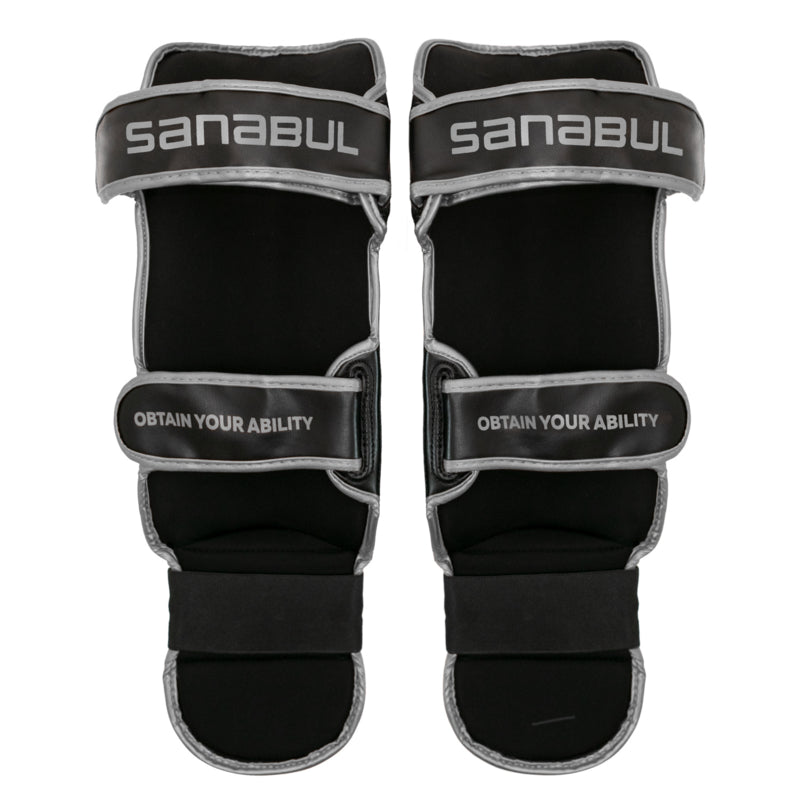 Sanabul Essential Hook and Loop Shin Guards - Black, Silver