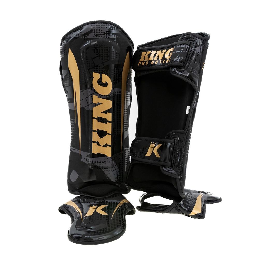 King Pro Boxing - Scheenbeschermers - Shogun - Zwart/goud
