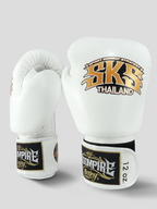 SKS Empire Muay Thai Boxing Gloves - Genuine Leather - White / Gold