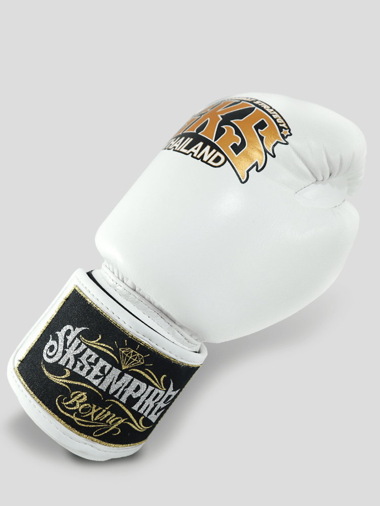 SKS Empire Muay Thai Bokshandschoenen - Echt Leer - Wit / Goud