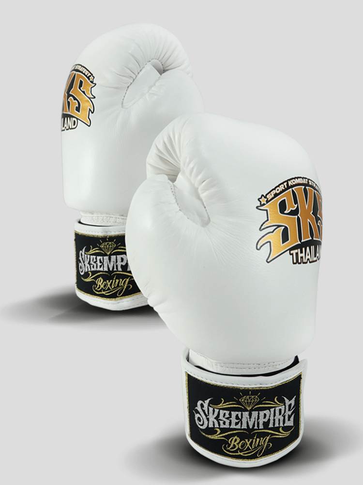 SKS Empire Muay Thai Bokshandschoenen - Echt Leer - Wit / Goud