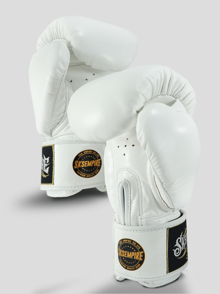 SKS Empire Muay Thai Bokshandschoenen - Echt Leer - Wit / Goud