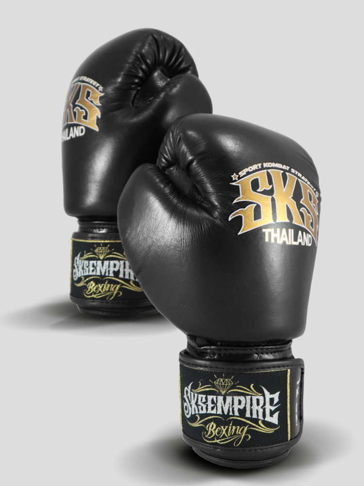 SKS Empire Muay Thai Bokshandschoenen - Echt Leer - Zwart / Goud