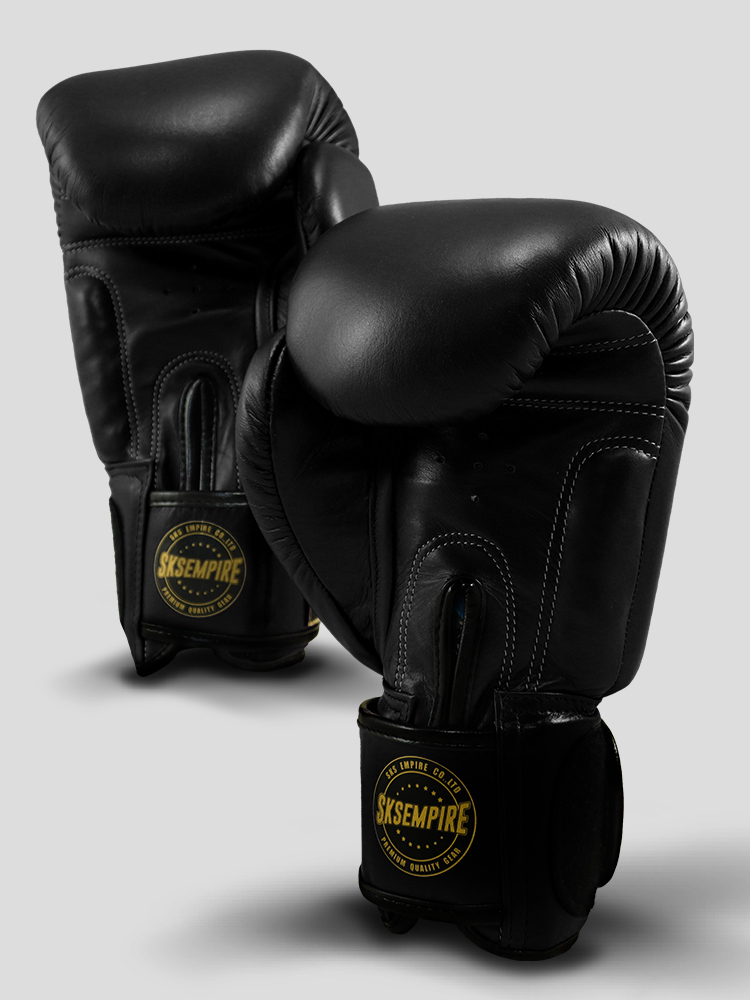 SKS Empire Muay Thai Bokshandschoenen - Echt Leer - Zwart / Goud
