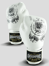 SKS Empire Bokshandschoenen - Sak Yant - Echt Leer - Wit / Zwart