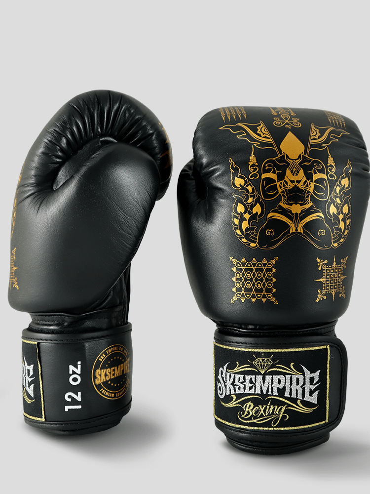 SKS Empire Boxhandschuhe - Sak Yant - Echtes Leder - Schwarz / Gold