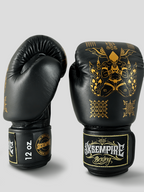 SKS Empire Boxing Gloves - Sak Yant - Genuine Leather - Black / Gold