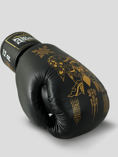 SKS Empire Boxing Gloves - Sak Yant - Genuine Leather - Black / Gold