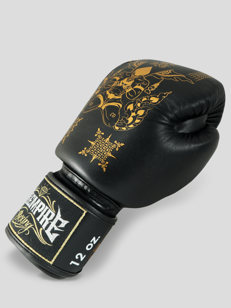 SKS Empire Boxhandschuhe - Sak Yant - Echtes Leder - Schwarz / Gold