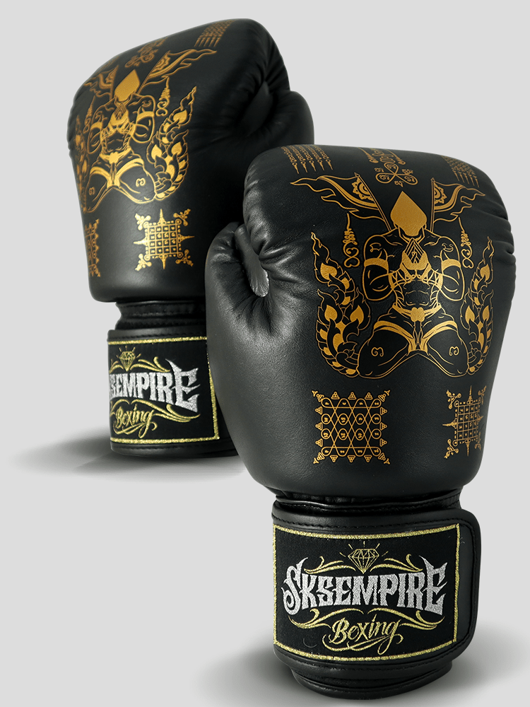 SKS Empire Boxhandschuhe - Sak Yant - Echtes Leder - Schwarz / Gold