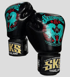 SKS Empire Boxing Gloves - Sak Yant - Stickerbomb - Black / Blue