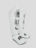 SKS Empire Shin Guards - Sak Yant - Genuine Leather - White / Black