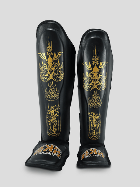SKS Empire Scheenbeschermers - Sak Yant - Echt Leer - Zwart / Goud
