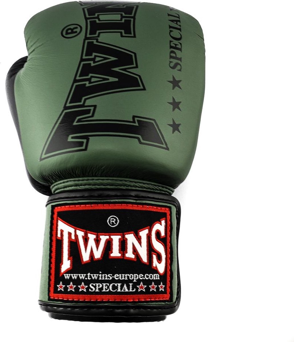 Twins Special BGVL 8 Boxing Gloves - Genuine Leather - Green / Black