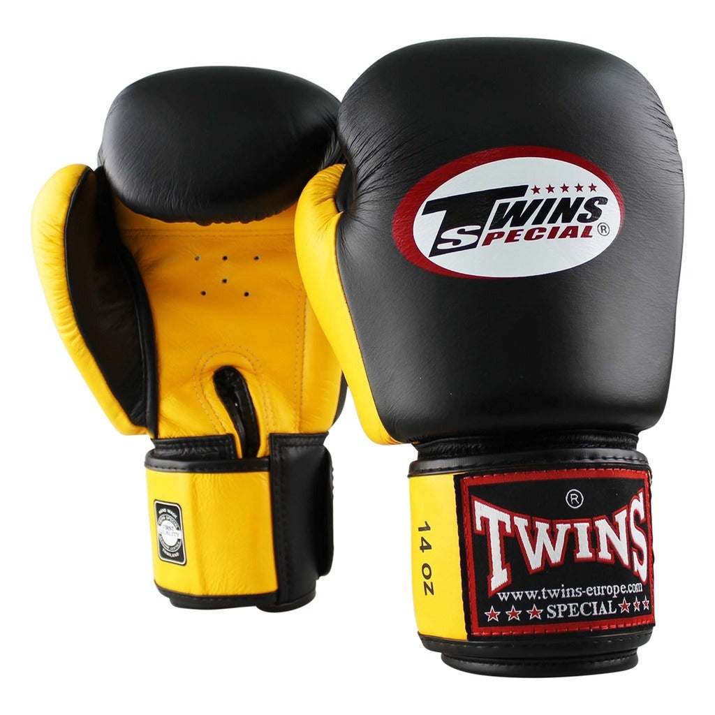 Twins Special BGVL 3 Boxing Gloves - Genuine Leather - Black / Yellow