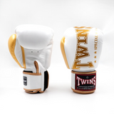 Twins Special BGVL 8 Boxing Gloves - Genuine Leather - White / Gold