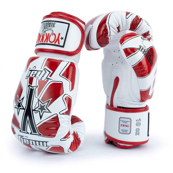 Yokkao - Limited Edition - Broken Bokshandschoenen - Echt Leer - Wit/Rood