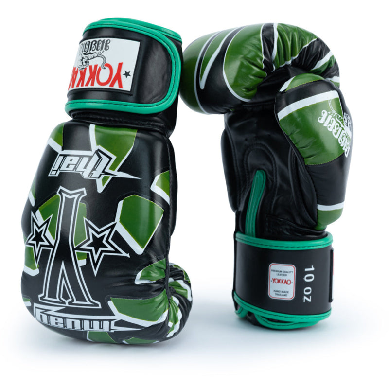 Yokkao - Limited Edition - Broken Bokshandschoenen - Echt Leer - Zwart / Groen