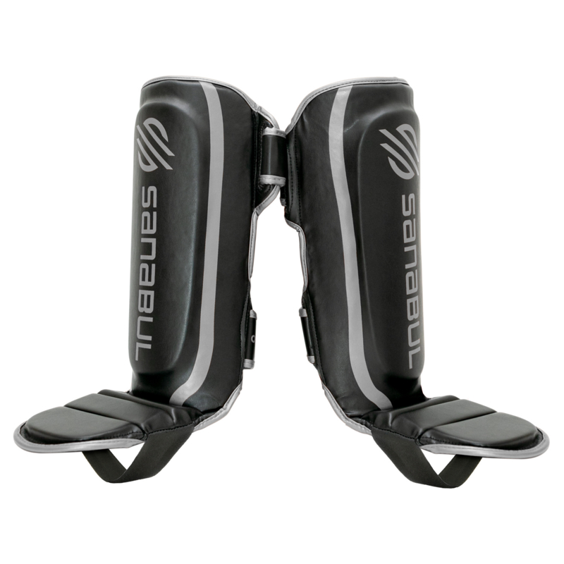 Sanabul Essential Hook and Loop Shinguards - Black