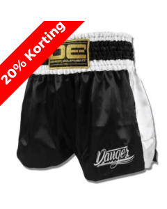 Danger Eco Muay Thai Shorts - Satin - Black/White