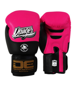 Danger Evolution Black Wrist Boxing Gloves - Semi Leather - Pink/Black