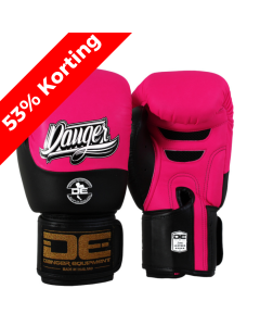 Danger Evolution Black Wrist Boxing Gloves - Semi Leather - Pink/Black