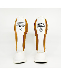 Danger Reborn Shin Guards - Leather - White/Gold