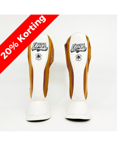 Danger Reborn Shin Guards - Leather - White/Gold