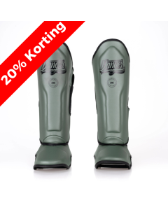 Danger Supermax Shin Guards - Army Edition - Leather - Army Green