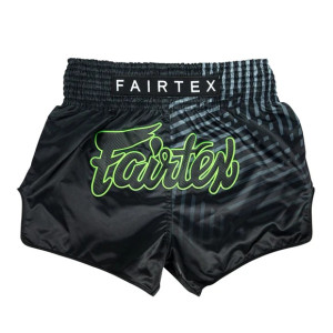 Fairtex Muay Thai Shorts -  BS1924 - Racer - Black/Green