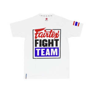 Fairtex Fight Team T-Shirt - White - Red/Black/Blue print