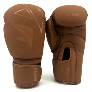 Flow Progress Boxing Gloves - Multi-Layered Foam - Matte Brown Cowhide Leather