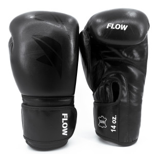 Flow Progress Boxing Gloves - Multi-Layered Foam - Black Cowhide Leather