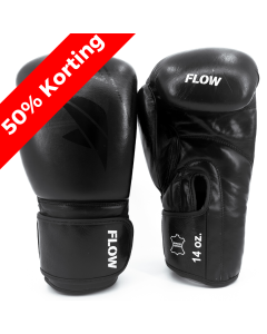 Flow Progress Boxing Gloves - Multi-Layered Foam - Black Cowhide Leather