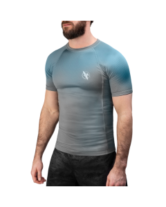 Hayabusa Fusion Short Sleeve Rashguard - Grey / Aquablue