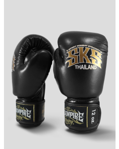 SKS Empire Boxing Gloves - Real Leather - Black / Gold