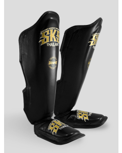 SKS Empire Shin Guards - Real Leather - Black / Gold