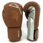 Flow Progress Boxing Gloves - Multi-Layered Foam - Matte Brown/Silver Cowhide Leather