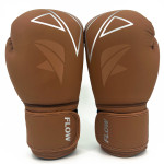 Flow Progress Boxing Gloves - Multi-Layered Foam - Matte Brown/Silver Cowhide Leather