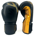 Flow Progress Boxing Gloves - Multi-Layered Foam - Black/Gold Cowhide Leather