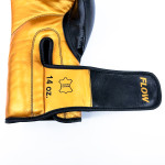 Flow Progress Boxing Gloves - Multi-Layered Foam - Black/Gold Cowhide Leather