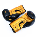 Flow Progress Boxing Gloves - Multi-Layered Foam - Black/Gold Cowhide Leather