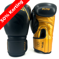 Flow Progress Boxing Gloves - Multi-Layered Foam - Black/Gold Cowhide Leather