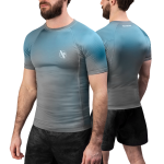 Hayabusa Fusion Short Sleeve Rashguard - Grey / Aquablue