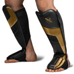 Hayabusa T3 Full-Back Shinguards - Black / Gold