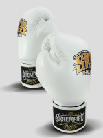 SKS Empire Boxing Gloves - Real Leather - White / Gold